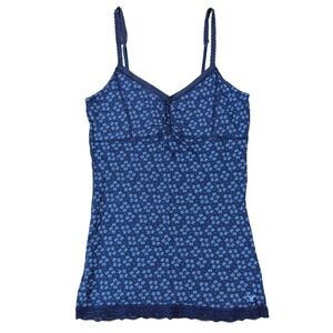 Y2K American Eagle Lace Cami Tank Top VTG Womens SM Blue Floral Babydoll Fairy